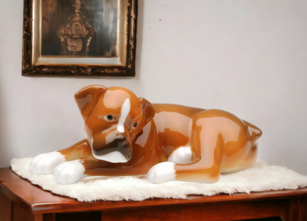 Ceramic Boxer Dog Figurine, Home Décor, Gift for Her, Gift for Mom, Kitchen Décor, Dog Lover Gift, Pet Loss Gift